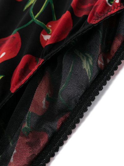 Dolce & Gabbana Cherry-print High-waist Briefs In Black