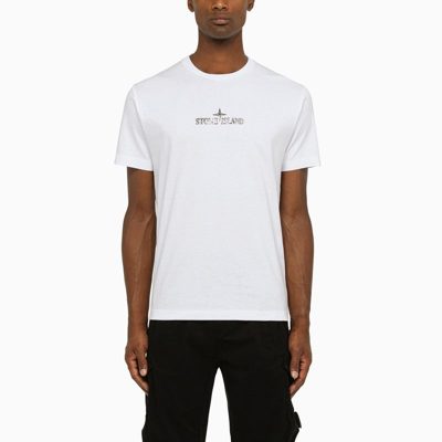 Shop Stone Island White Crew-neck T-shirt With Logo Men