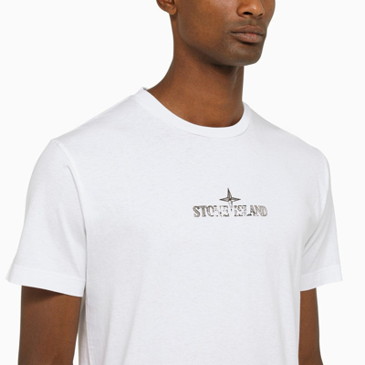 Shop Stone Island White Crew-neck T-shirt With Logo Men