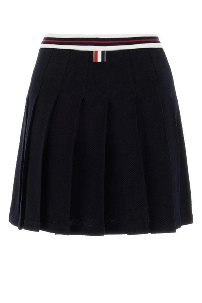 Shop Thom Browne Woman Midnight Blue Crochet Mini Skirt