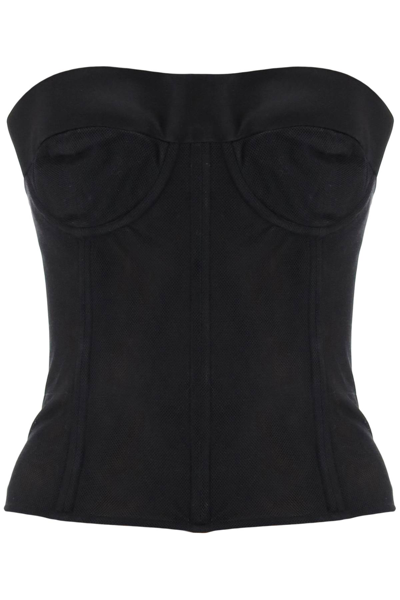 Shop Maison Margiela Bustier Top In Mesh In Black