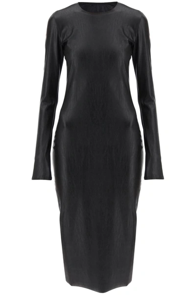 Shop Mm6 Maison Margiela Dual Material Midi Dress In Black