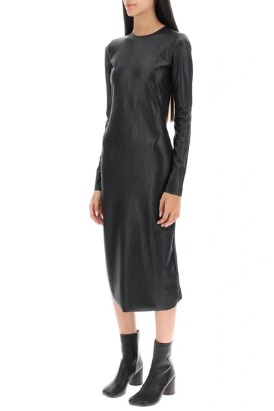 Shop Mm6 Maison Margiela Dual Material Midi Dress In Black