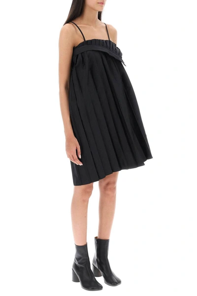 Shop Mm6 Maison Margiela Trompe L'oeil Pleated Mini Dress In Black