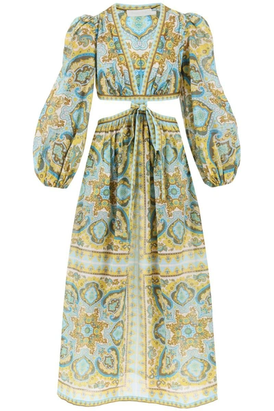 Shop Zimmermann 'halcyon' Midi Dress In Paisley Cotton In Multicolor