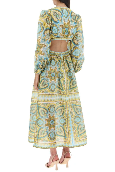 Shop Zimmermann 'halcyon' Midi Dress In Paisley Cotton In Multicolor