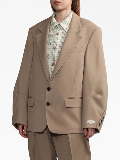 Shop Ader Error Long-sleeved Wool Blazer In Neutrals