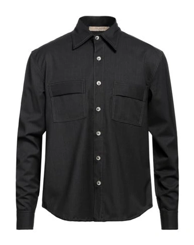 Yes London Man Shirt Charcoal Size Xxl Wool, Polyester, Elastane In Grey
