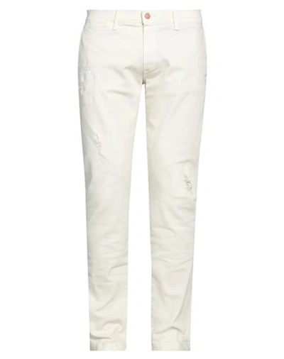 Shop Daniele Alessandrini Homme Man Pants Ivory Size 34 Cotton, Elastane In White