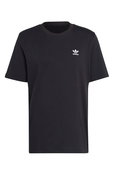 Shop Adidas Originals Essentials Embroidered Trefoil Cotton T-shirt In Black/ White