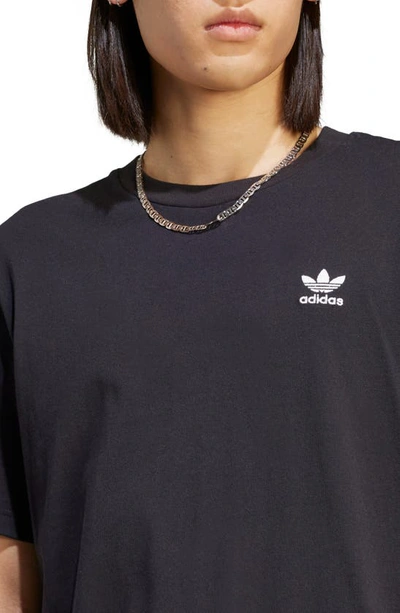 Shop Adidas Originals Essentials Embroidered Trefoil Cotton T-shirt In Black/ White