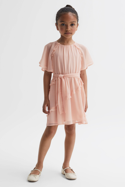 Shop Reiss Aubrey - Pink Senior Belted Frill Dress, Uk 10-11 Yrs