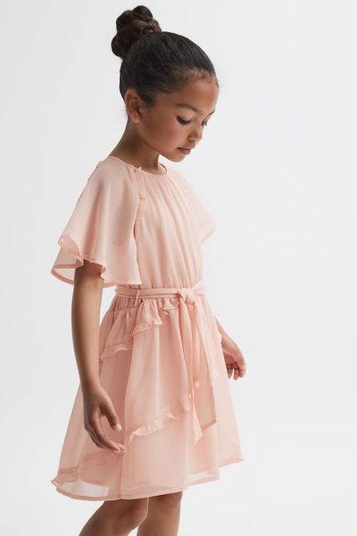 Shop Reiss Aubrey - Pink Junior Belted Frill Dress, Age 4-5 Years