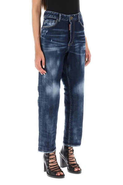 Shop Dsquared2 'boston' Cropped Jeans In Blue