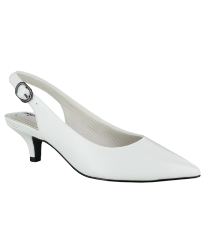 Easy Street Womens Faux Leather Pointed Toe Kitten Heels In White