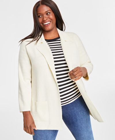 Shop On 34th Plus Size Sweater Blazer, Created For Macy's In Deep Black