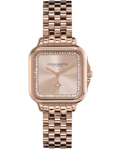 Shop Olivia Burton Women's Soft Square Carnation Gold-tone Stainless Steel Bracelet Watch 28mm