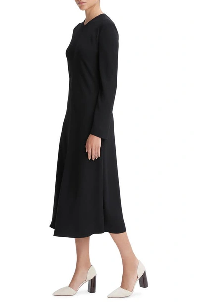 Shop Vince Bias Cut Long Sleeve Dress In Black