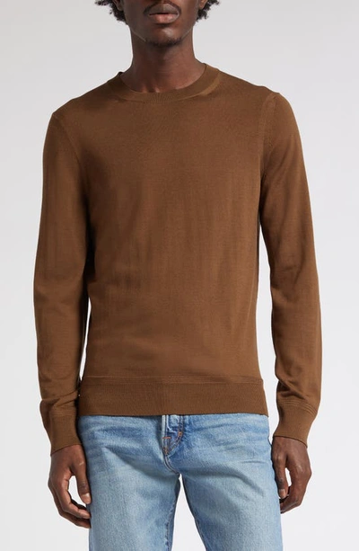 Shop Tom Ford Fine Gauge Merino Wool Sweater In Wood