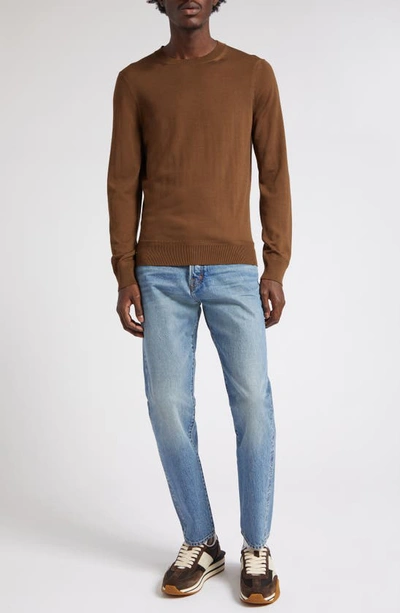 Tom Ford Fine Gauge Merino Wool Sweater In Wood