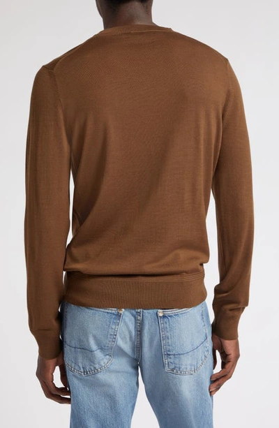 Shop Tom Ford Fine Gauge Merino Wool Sweater In Wood