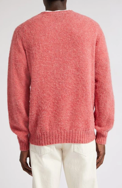 Shop Drake's Brushed Wool Crewneck Sweater In Rosebud