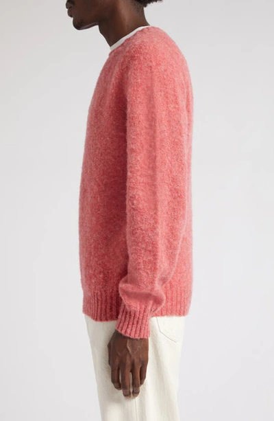 Shop Drake's Brushed Wool Crewneck Sweater In Rosebud