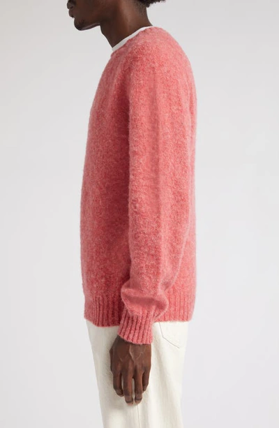 Drake's Brushed Wool Crewneck Sweater In Rosebud