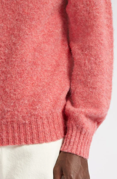 Shop Drake's Brushed Wool Crewneck Sweater In Rosebud