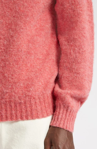 Drake's Brushed Wool Crewneck Sweater In Rosebud