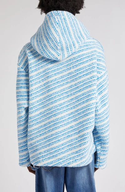 Shop Jw Anderson Gender Inclusive Stripe Relaxed Fit Fleece Hoodie In Blue