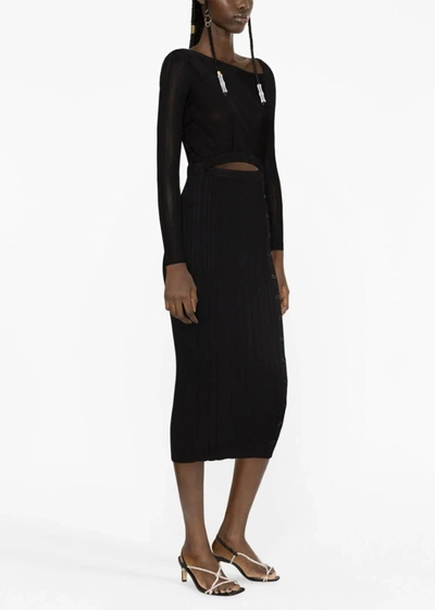 Shop Self-portrait Black Cut-out Midi Dress