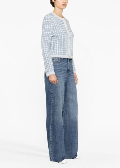 Shop Self-portrait Blue Wide Leg Denim Jeans