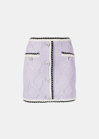 Shop Self-portrait Purple Knit Mini Skirt