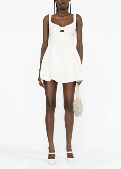 Shop Self-portrait White Diamante Bust Mini Dress