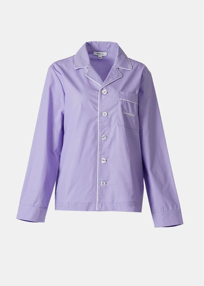 Shop Sporty And Rich Sporty & Rich Purple Serif Logo Long-sleeve Pyjama Shirt In Lilac/white