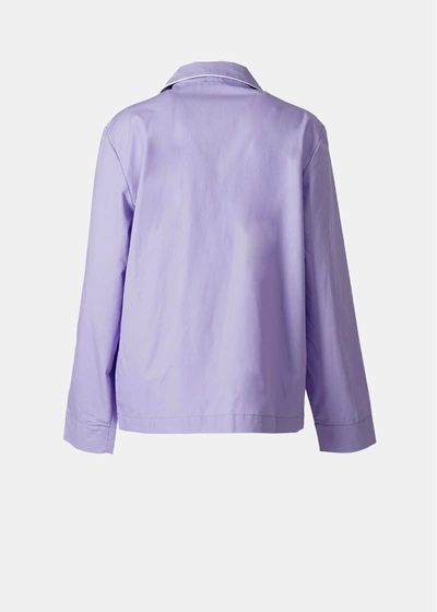 Shop Sporty And Rich Sporty & Rich Purple Serif Logo Long-sleeve Pyjama Shirt In Lilac/white