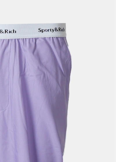 Shop Sporty And Rich Sporty & Rich Purple Serif Logo Pyjama Pants In Lilac/white