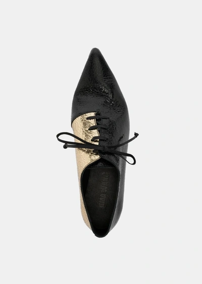 Shop Uma Wang Black Lace-up Derby Shoes In Black/gold