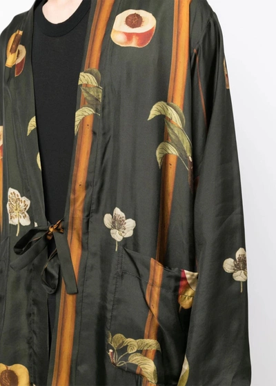 Shop Uma Wang Green Long Kimono Overcoat In Dark Green