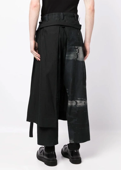 Shop Yohji Yamamoto Black Overlapping-panel Trousers