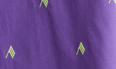Shop Attico Diana Logo Print Oversize Split Hem Cotton Button-up Shirt In Purple/ Light Green