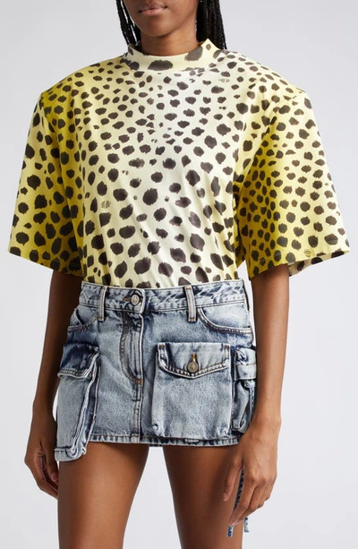 Shop Attico Kilie Ombré Cheetah Print T-shirt In Light Yellow