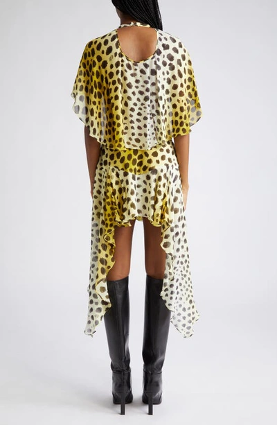 Shop Attico Airi Cheetah Print Open Back Minidress In Light Yellow