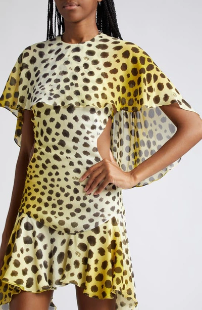 Shop Attico Airi Cheetah Print Open Back Minidress In Light Yellow