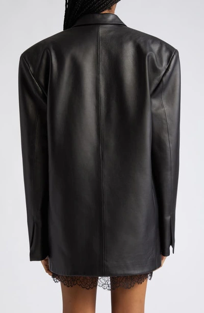 Shop Attico Single Breasted Leather Blazer In Black