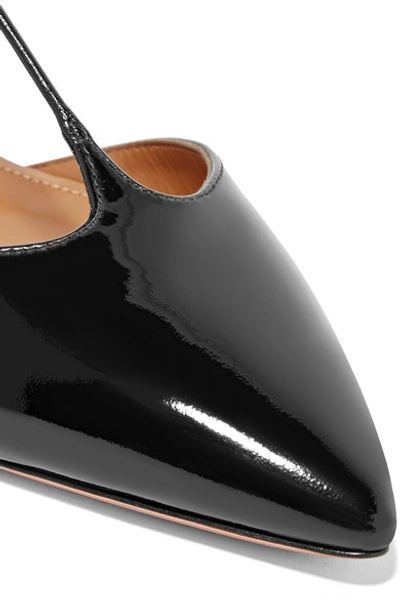 Shop Aquazzura Scarlet Patent-leather Point-toe Flats