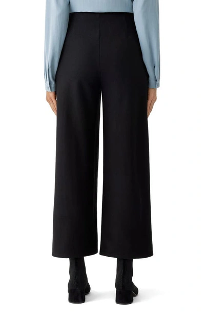 Shop Eileen Fisher High Waist Wool Wide Leg Pants In Black