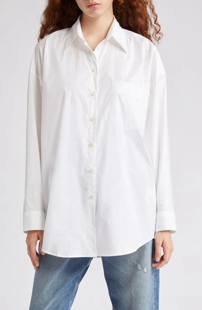 Shop Acne Studios Sueli Oversize Organic Cotton Stretch Poplin Shirt In White