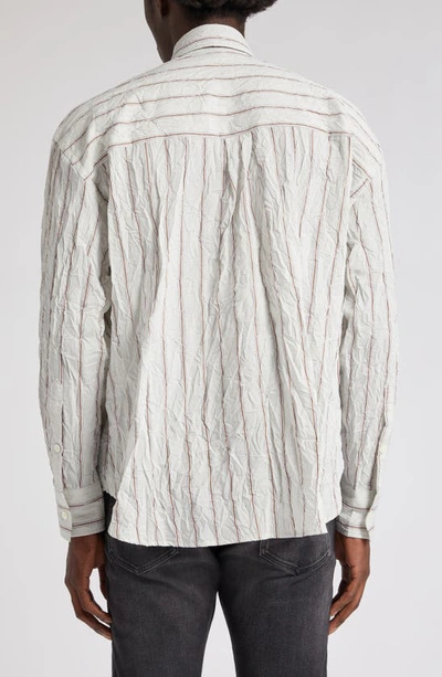 Shop John Elliott Oversize Crinkled Stripe Button-down Shirt In Manhasset Stripe